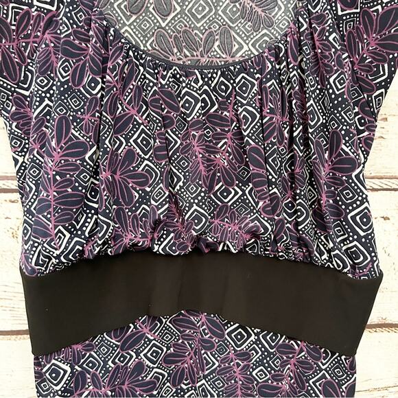 LANE BRYANT Black and Purple Tie Blouse Sz 18 20 - Picture 2 of 6